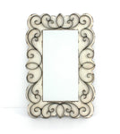 32.75 x 21.75 x 1.25 White Vintage Decorative Wood & Metal Wall Mirror
