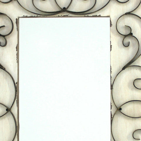 32.75 x 21.75 x 1.25 White Vintage Decorative Wood & Metal Wall Mirror