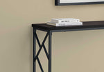 Rectangular Espresso with Black Metal Hall Console Accent Table