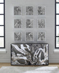 Framed Branches Silver Leaf Wall Tile
