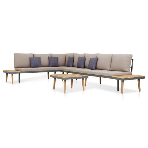 5 Piece Acacia Wood Garden Lounge Set with Cushions