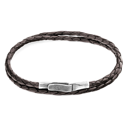 Dark Brown Liverpool Silver & Leather Bracelet
