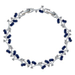 Sapphire and White Diamond Cubic Zirconia Leaf Bracelet