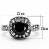 Black Diamond Stainless Steel Cubic Zirconia Ring