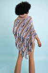 Multicolor Marled Knit Turtle Neck Poncho