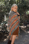 Multicolor Marled Knit Turtle Neck Poncho