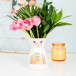 Ceramic Face Vase-Rainbow