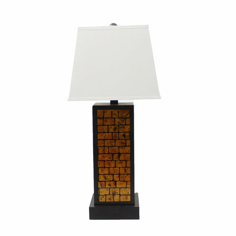 13" x 15" x 30.75" Black Metal With Yellow Brick Pattern - Table Lamp