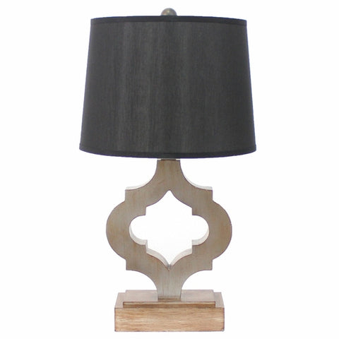 12" x 14" x 25.25" Black, Traditional Wooden, Linen Shade - Table Lamp