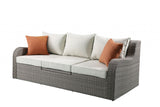 3 Piece Wicker Patio Sectional and Ottoman Set