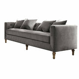 34" X 84" X 31" Grey Velvet Upholstery Sofa w/4 Pillows