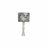 Distressed White Table Lamp with Moroccan Tile Design Shade