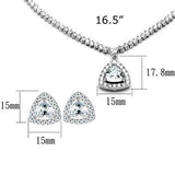 3W1244 - Rhodium Brass Jewelry Sets with AAA Grade CZ  in Clear