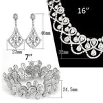 3W931 - Rhodium Brass Jewelry Sets with AAA Grade CZ  in Clear