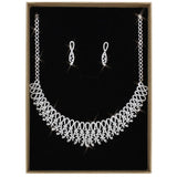 3W1432 - Rhodium Brass Jewelry Sets with AAA Grade CZ  in Clear