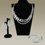 3W922 - Rhodium Brass Jewelry Sets with AAA Grade CZ  in Clear