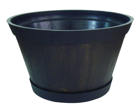 Southern 15.5 in. H x 16 in. W Resin Whiskey Barrel Planter. Brown