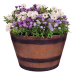 Southern 20.5 in. W Resin Whiskey Barrel Planter (Brown)