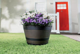 Southern 20.5 in. W Resin Whiskey Barrel Planter (Brown)