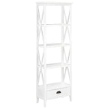 French Style White Bookcase with 1 Drawer 15.7"x11.8"x 66.9" MDF