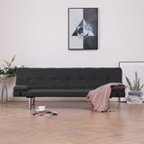 Faux Leather Sofa Bed with Two Pillows