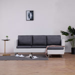 White Faux Leather 3-Seater Sofa with Cushions