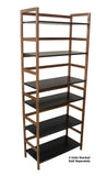 3-Tier Bamboo Frame Stackable Bookshelf - Caramel & Black