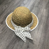 Polka Dot Bow Straw Visor Hat