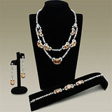 LO2326 - Rhodium Brass Jewelry Sets with AAA Grade CZ  in Champagne