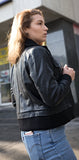 Women's Leather Bomber Jacket